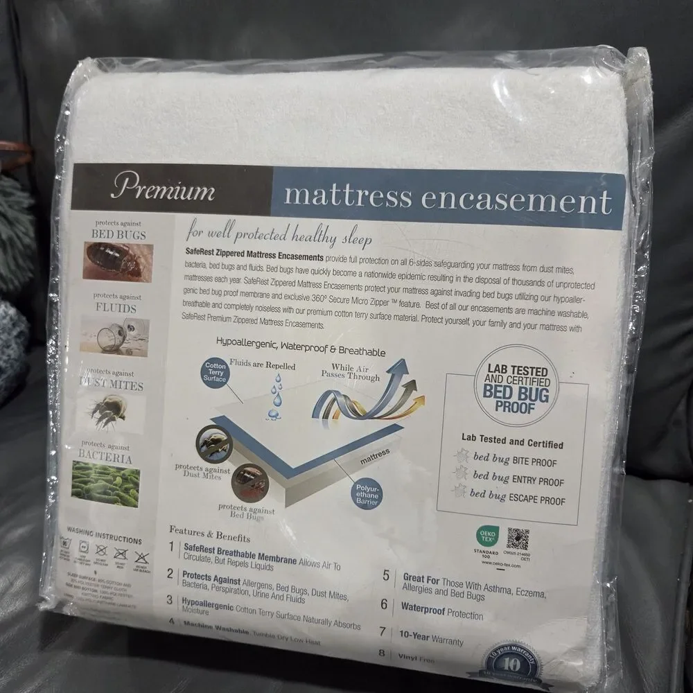 SafeRest Mattress Encasement Protecto California King Waterproof With Zipper